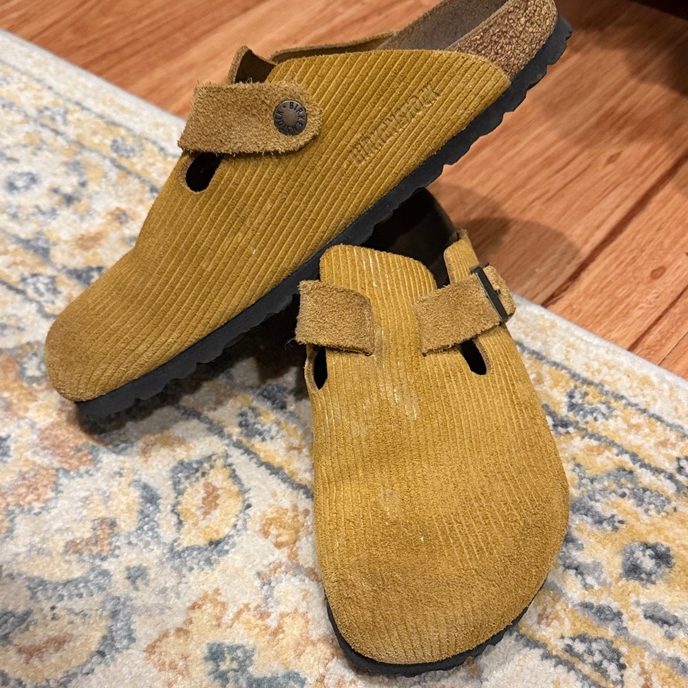 Birkenstock Mustard Corduroy Boston Clog Mules